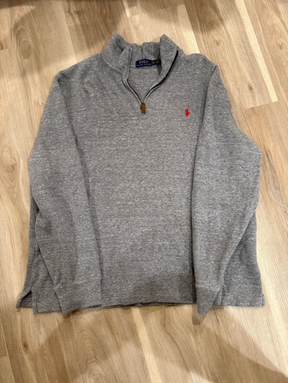 Polo by Ralph Lauren Grey Quarter-Zip Sweater with Red Pony